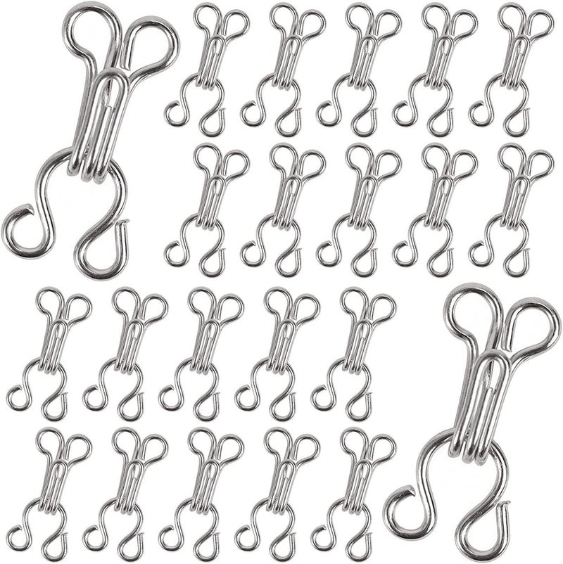 PECMER 100 Set Sewing Hook and Eye, 2# Bra Hooks for Skirt Clothing Bra Hook Replacement Trousers Skirt Dress Sewing-15mm - Image 1